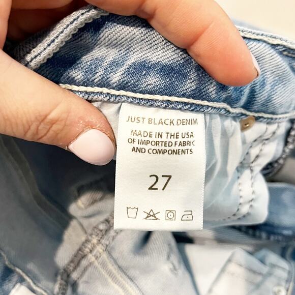 Just Black Mid Rise Straight Bootcut Raw Hem Jeans Light Wash Blue 27 / 4 - Picture 2 of 12